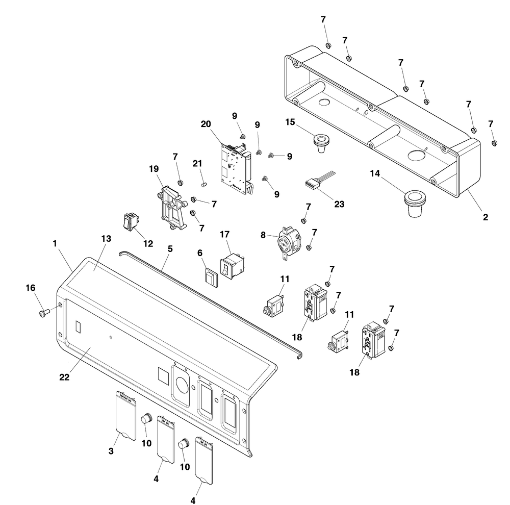 Control Panel Diagram and Parts List for 030744-01  Briggs and Stratton Generator